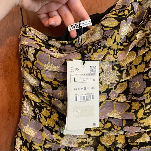 Zara One Shoulder Floral Ruched Gathered Mini Dress. - Picture 1 of 7